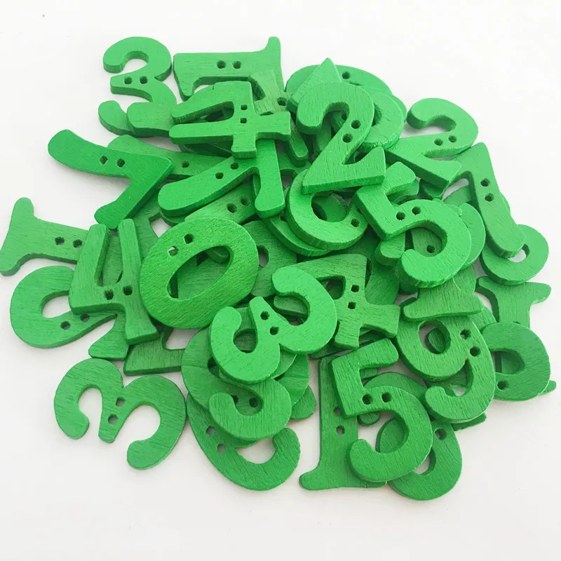 green 100 шт Деревянные цвета 0-9 смешанные DIY цифры деревянные пуговицы для шитья ручной работы Скрапбукинг для шитья - Цвет: green