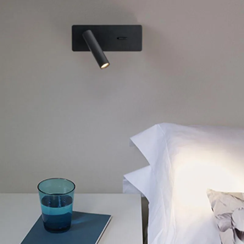 wall mounted bedside lights 3W LED Wall light 350 Degree Rotation Adjustable wall lamp Hotel Bedroom Bedside Study Reading lamp With switch USB Interface plug in wall lights