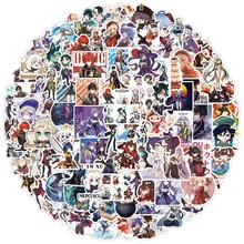 

10/30/50/100Pcs Genshin Impact Anime Game Stickers Graffiti Luggage Skateboard Guitar Morax Eula Klee Laptop Sticker Kids Toys