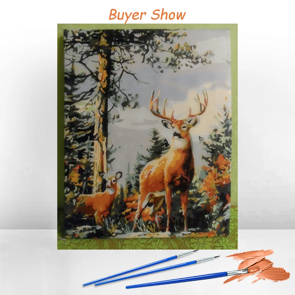 Papa shoppe Painting By Numbers Animal Kits Drawing Canvas DIY