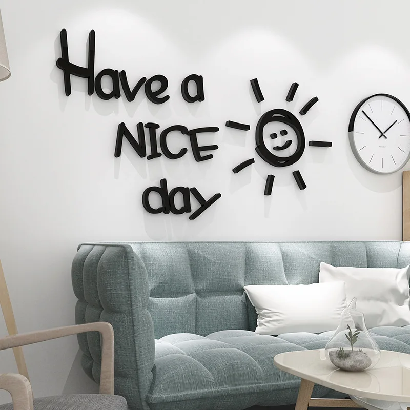 3D Mirror Wall Sticker Mural Decor for Home Acrylic Stickers Living Room Decoration Have A Nice Day Wall Decal Bedroom Decor