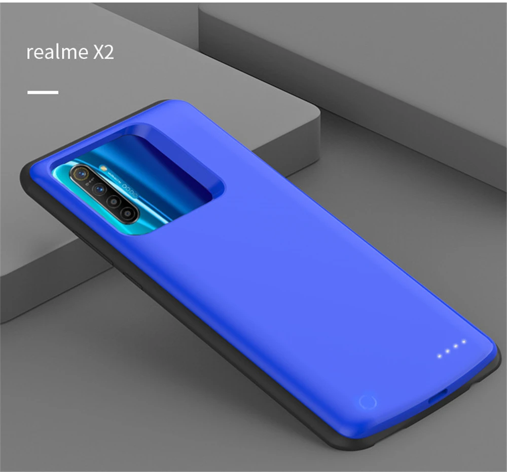 Blue for Realme X2 6500 мАч зарядное устройство чехол s для OPPO Realme X2 внешний аккумулятор чехол для зарядки чехол s для OPPO Realme Q Внешний Аккумулятор Чехол - Цвет: Blue for Realme X2