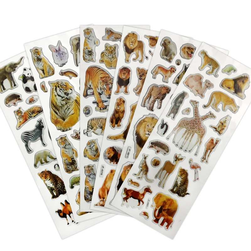 3d Animal Teaching Tiger Lions Elephant Crafs Stickers School Stickers Kids Gift 