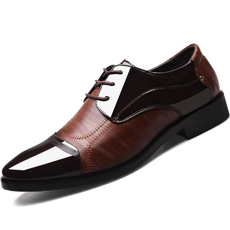 Роскошные туфли-оксфорды в деловом стиле; мужские кожаные туфли из дышащей кожи; модельные туфли на резиновой подошве; Мужская обувь для офиса, вечеринки, свадьбы; мокасины; 55 - Цвет: Brown PU Leather