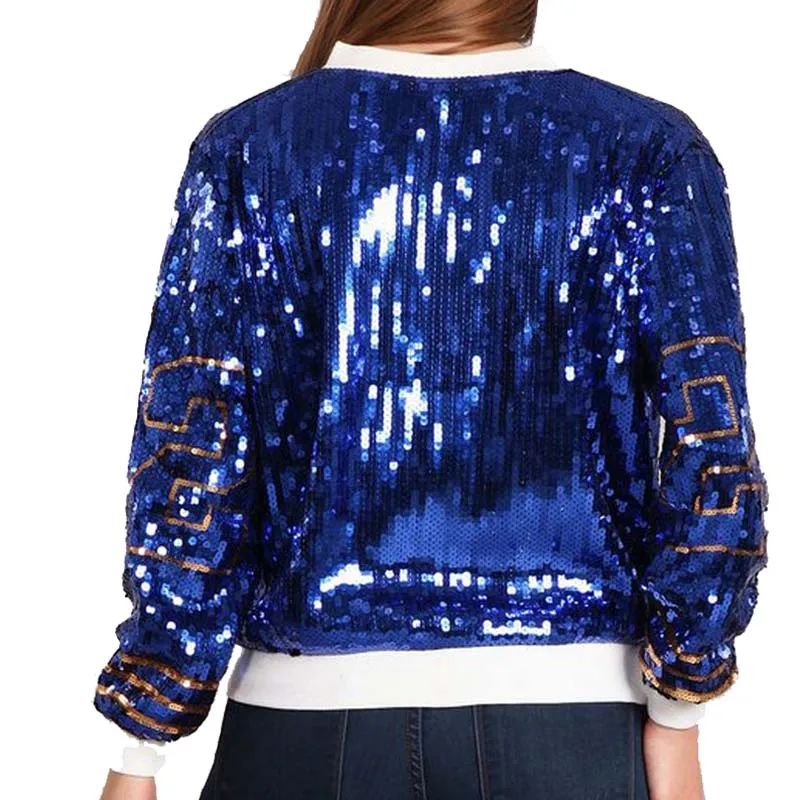 amazing  Greek zip up long sleeve sporty bat sleeved Sorority Sigma Gamma Rho Sequin SGR 22 Sequin Jacket
