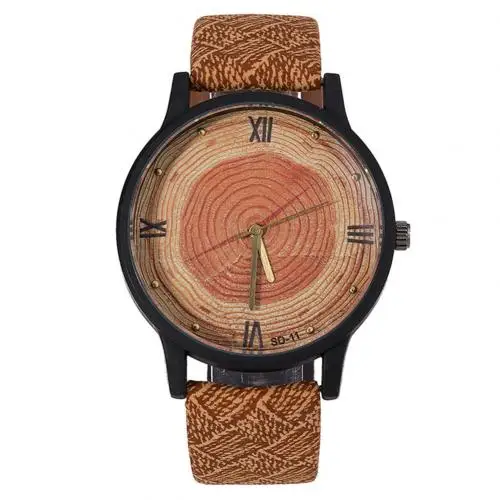 Light Brown Топ люксовый бренд имитация дерева часы унисекс часы простые повседневные кожаные часы кварцевые наручные часы искусственная кожа аналог reloj mujer - Цвет: Light Brown