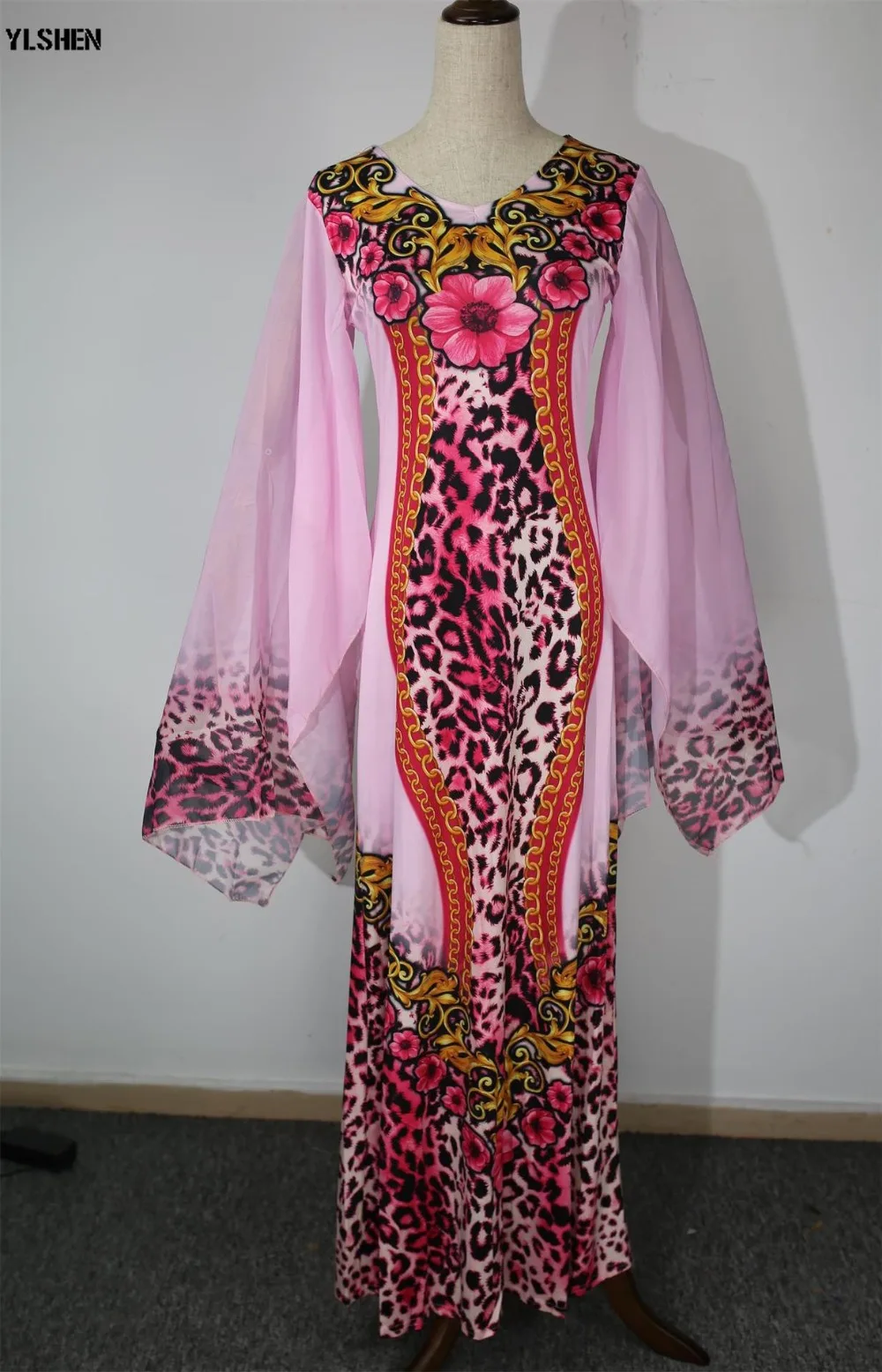 New African Dresses for Women Dashiki Print African Clothes Bazin Riche Sexy Slim Ruffle Sleeve Long Party Africa Dress Clothing 06
