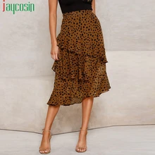 Женская длинная леопардовая юбка с оборками, свободная ретро Цветочная юбка с высокой талией, Женская юбка из тюля, Повседневная Женская юбка-карандаш размера плюс