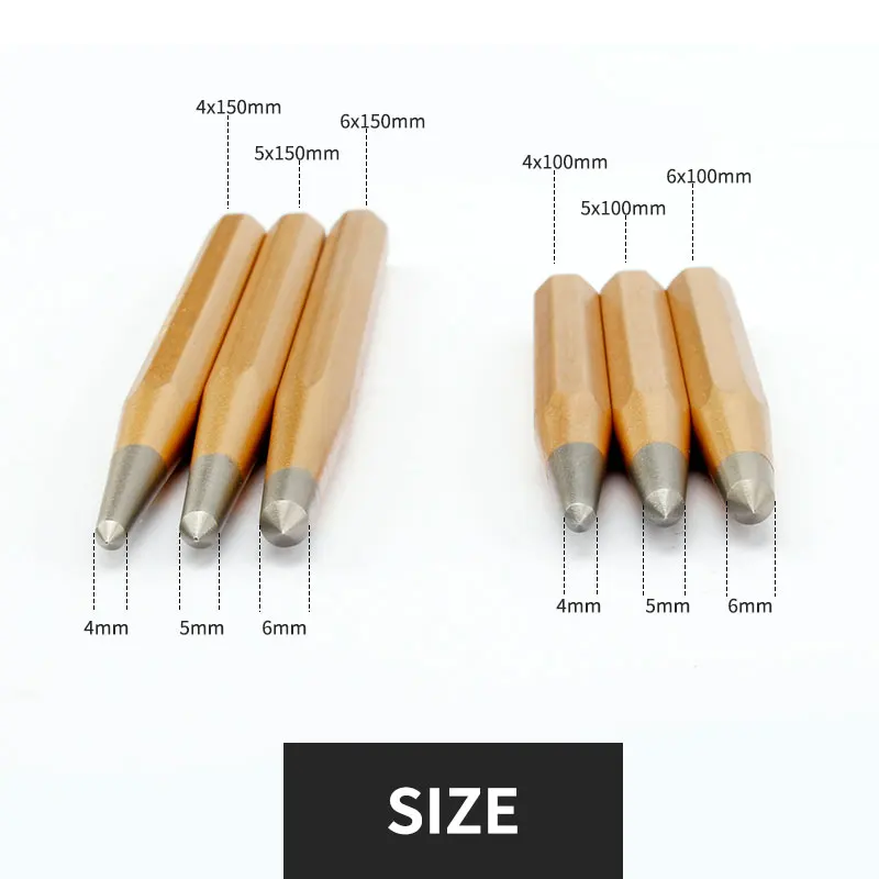 Center Pin Punch 1Pcs Crv High Hardness Metal Stainless Steel Wood Indentation Mark Woodworking Tool Bit 4 5 6mm