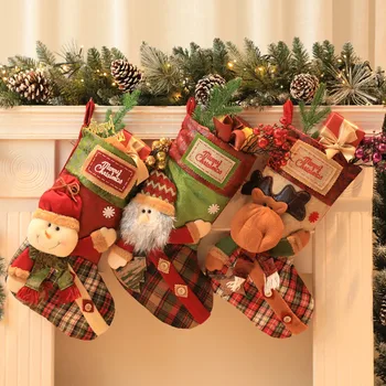 

1PC Christmas Stocking Decorations Bag Christmas Tree Hanging Candy Gift Bags For Home Ornament Decor Xmas Gift New Year