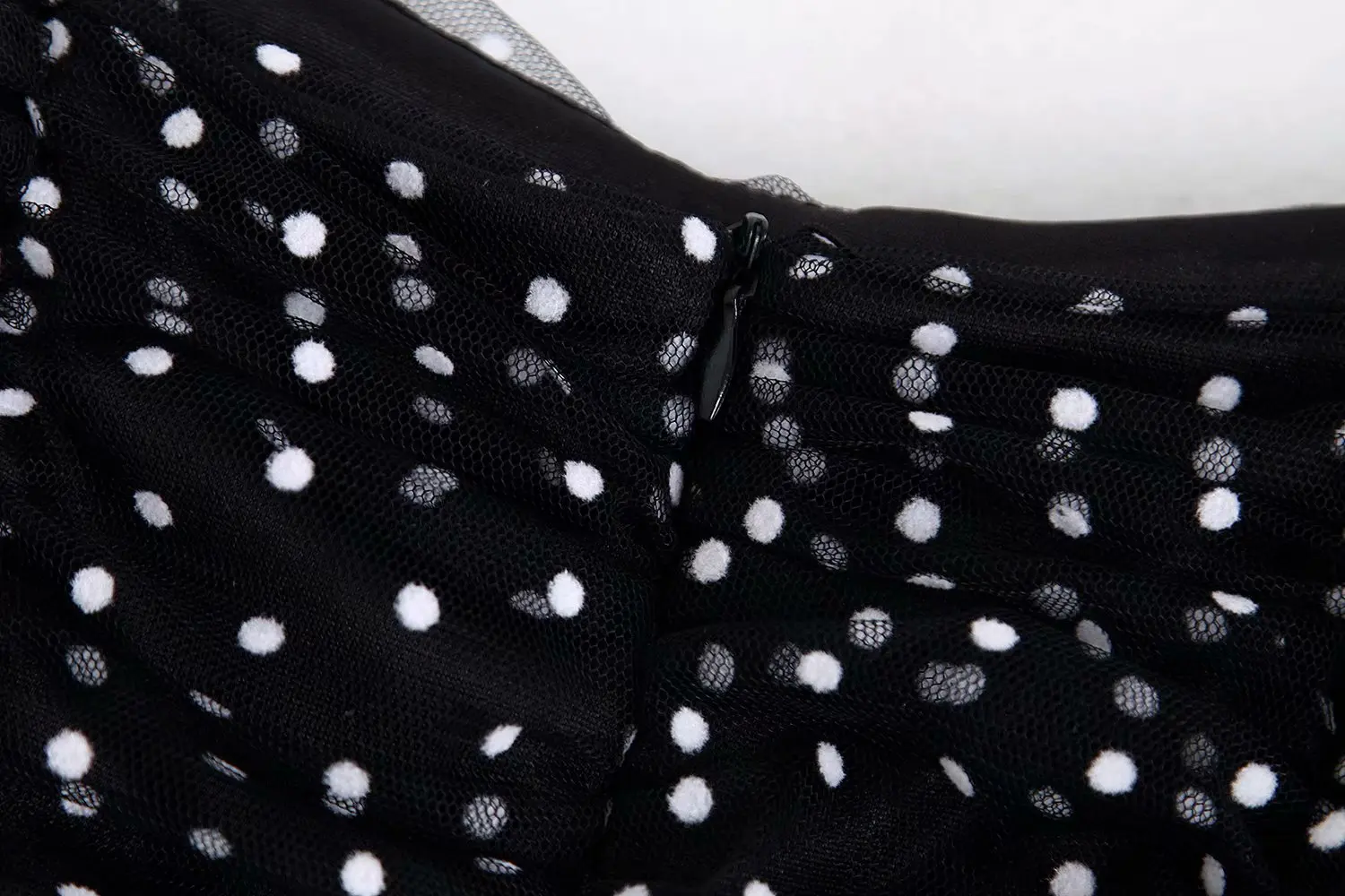 Винтаж сексуальный горошек сетчатая упаковка мини платье Для женщин с модными пышными рукавами, сзади на молнии зауженный Платья для вечеринок vestidos mujer