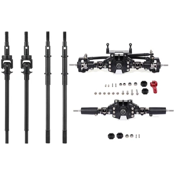 

Front Rear Portal Axle for 1/10 RC Crawler Car Axial SCX10 II 90046 90047 Black & Front Rear Axle CVD Drive Shafts