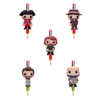 

5pcs/lot Hot Sales OUTLANDER Figure PVC Pen Caps Pencil Topper Office Stationery School Supply Straw Accessory Gift Kids