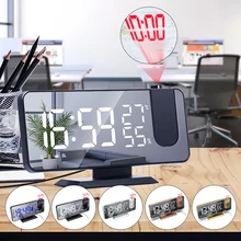 

Mirror Alarm Clock LED Music Wall Digital Clock Time Temperature Humidity Display USB Rechargeable Table Clock Hot Sale
