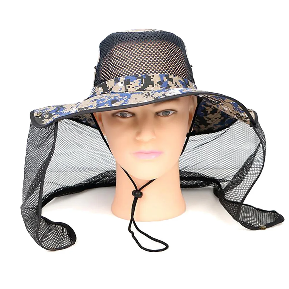 

Travel Wide Brim With Mesh Neck Protection Fishing Cap Outdoor Hiking Camping Bucket Anti Mosquito Unisex Sun Hat