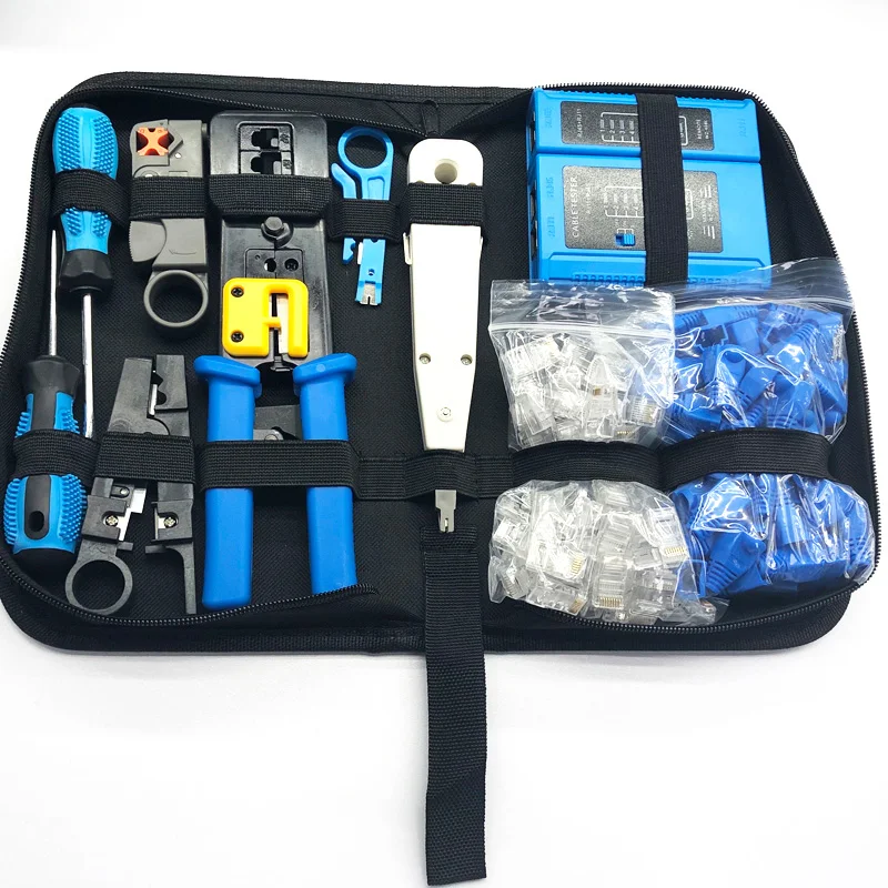 Pliers-Set Network-Punch Stripper Crimping-Tool RJ45 Crystal-Head-Cable-Tester 11pcs