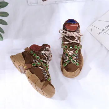 

Couple Hiking Shoes Crystal Platform Shoes Sneakers Zapato Tenis De Seguridad Mujer Luxury Brand Plus Size Women Shoes 43 44 45