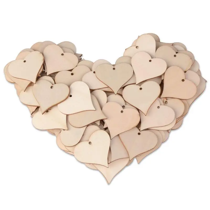 

GTBL Wooden Love Heart Slices Name Tags Wood Art Craft Pieces for Wedding DIY Projects Card Making 100pcs