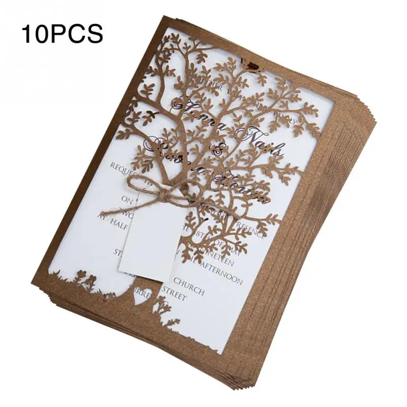  20pcs Laser Cut Rustic Wedding Invitations Fall Wedding Invitation Cards Vintage Wedding Bridal Sho - 4000060788203