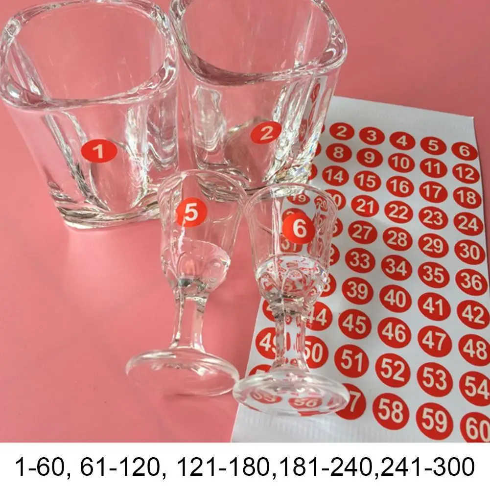 1-300 Stickers Round Number Red Digital Sticker Label Nail Polish Waterproof Self Adhesive Sticker Multifunction Bar Cup
