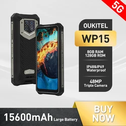 Oukitel WP15 Rugged 5G Smartphone 15600mAh Android 11 Mobile Phone 6.5