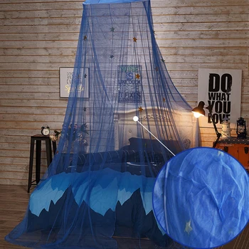 

Tent Princess Round Dome Curtains Crib Netting Play Girls Bed Canopy Blue Star Romantic Reading Boys Baby Game House