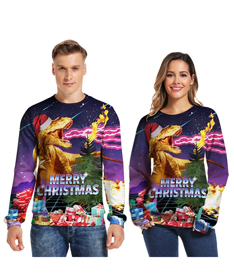 Уродливый Рождественский свитер для женщин/мужчин Kersttrui Pull De Noel Свободный пуловер 3D мультфильм косплей Зимние Топы Одежда Джерси Mujer
