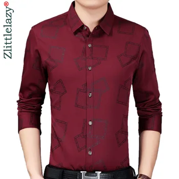 

2019 brand casual luxury plaid long sleeve slim fit men shirt streetwear social dress vintage shirts mens fashions jersey 90323