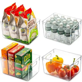

Clear Pantry Organizer Bins Household Plastic Food Storage Basket Box For Kitchen Countertops Cabinets Refrigerator Freezer