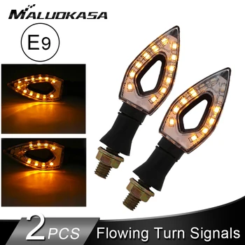 

2PCS Turn Signals Motorcycle E9 LED Flashing Light Flowing Water Blinker Signal Lamp Built-in Relay 12LED Motorcycle Turn Signal