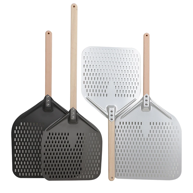 Premium Aluminum Pizza Shovel Peel Lifter Tools Non Slip Wooden Handle Cake Bread Paddle Cheese Cutter Baking Turner Accessorie_voghion.com