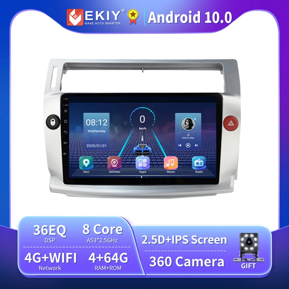 EKIY 9 ''IPS Android 9.0 2.5D автомобильный радиоприемник для Citroen C4 C-Triumph C-четыре 0-2004