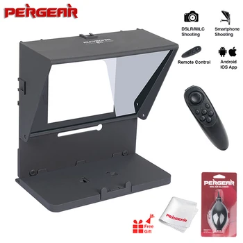 

Pergear Q2 Portable Teleprompter Kit for Smartphone Tablet DSLR w/ Remote Control Video Filming Recording Interview Presentation