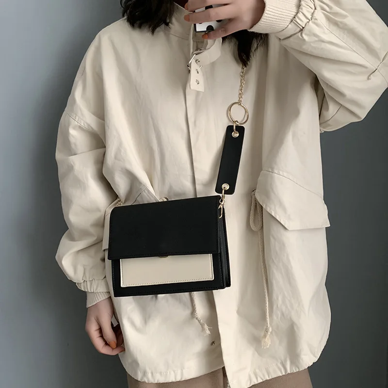 

WOMEN'S Bag Bag 2019 New Style Versitile Fashion Simple Dull Polish Contrast Color Square Sling Bag Crossbody Bag