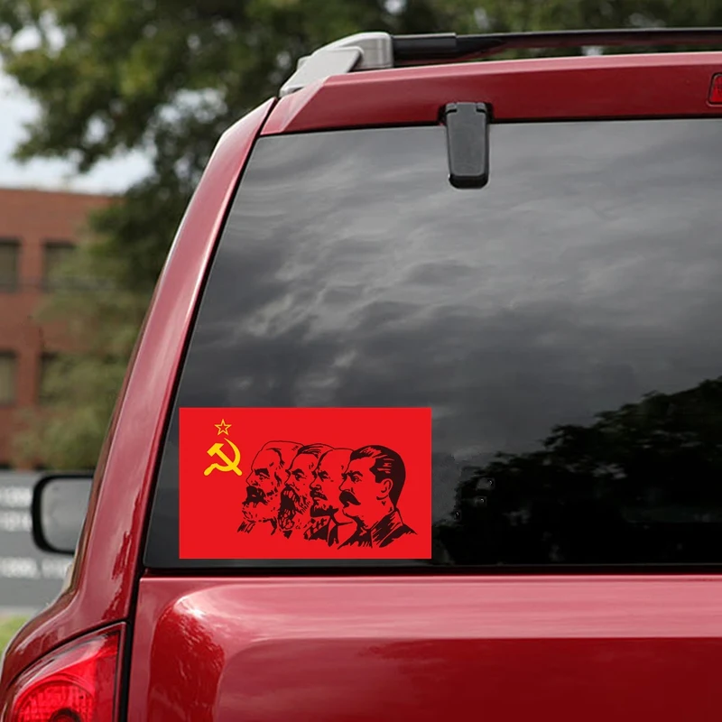 Tri Mishki WCS781 12*20cm Communism Flag Marx Engels Lenin Stalin CCCP car sticker colorful Decals Motorcycle Stickers. 