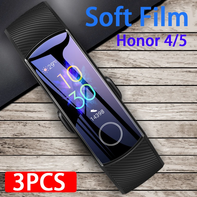 3 шт 3D полное покрытие мягкая защитная пленка для huawei honor 4 защита экрана на huawe honor band 5 band4 band5 не закаленное стекло