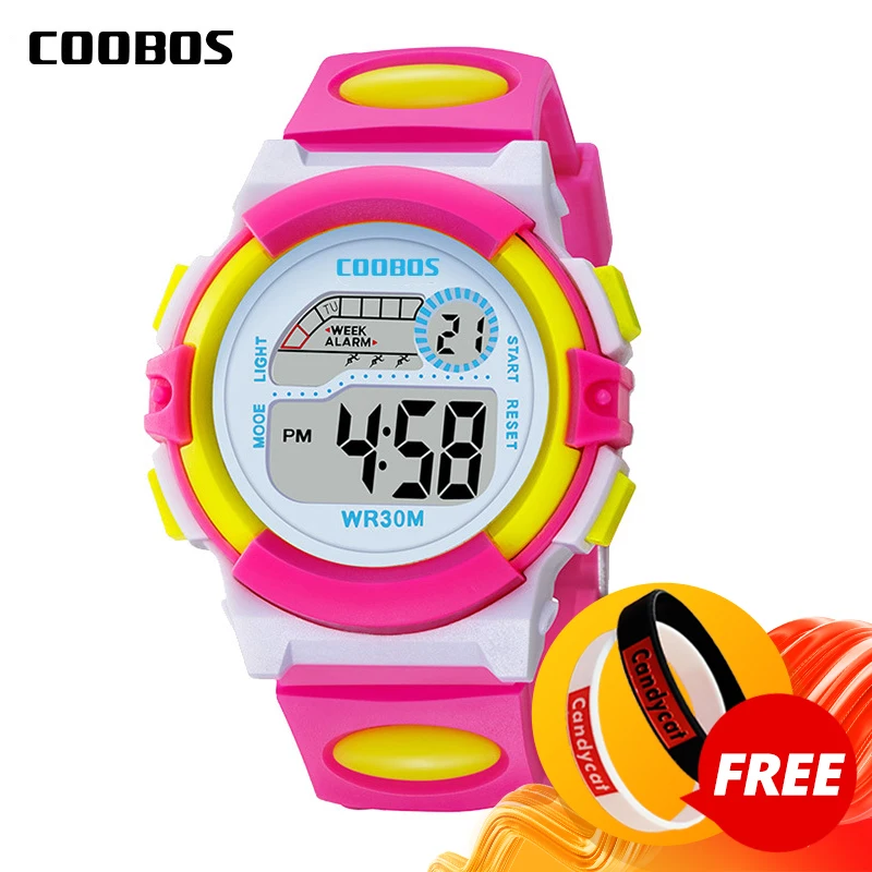 Waterproof Design Kids Watch Cute Pink Girl Digital Sports Led Watch Date Alarm Week Show Electronic Watch Children Clock reloj afbeelding
