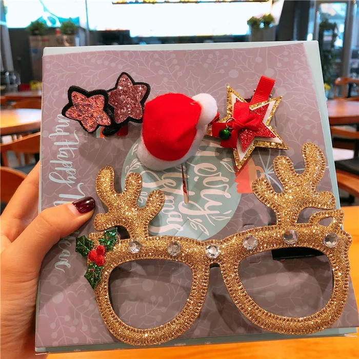 Champagne antlers Модный Рождественский подарочный набор, детские повязки для волос, детские повязки для волос, аксессуары для волос - Цвет: Champagne antlers