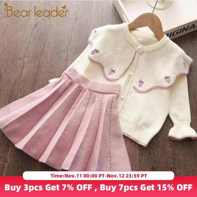 

Bear Leader Girls Casual Clothes Set 2020 New Fashion Sweater Shirt and Skirt Outfits 2Pcs Toddler Baby Embriodery Clothes 2 6Y