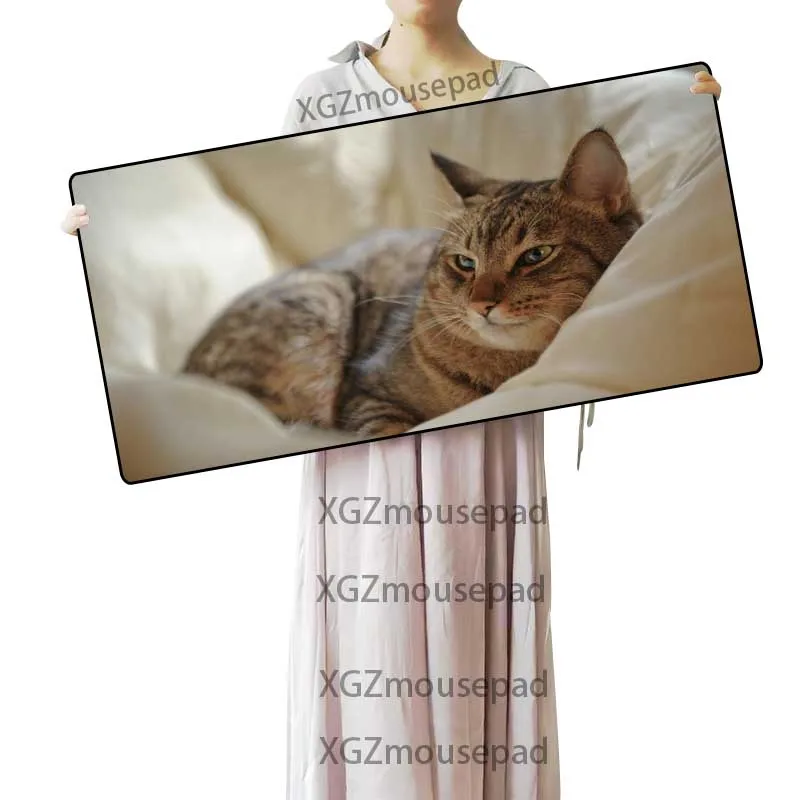  XGZ Customized Large Mouse Pad Precision Black Lock Edge Animal Cat Computer Desk Mat Speed Rubber 