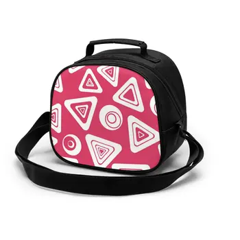 

Abstract Pink Triangle kid lunch bag insulation portable waterproof picnic cooler bag breakfast school handle reusable food bag