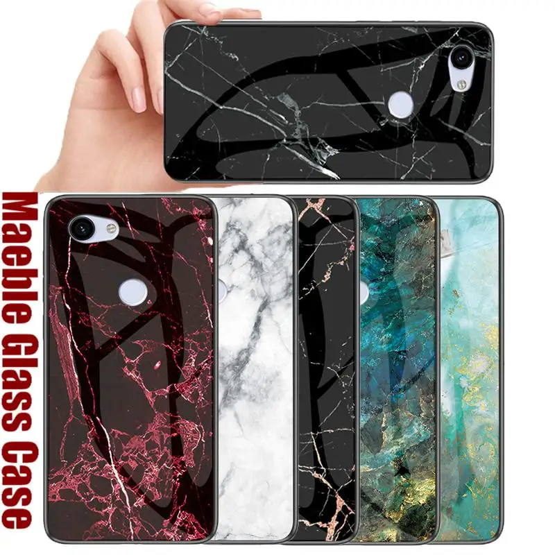 Glass Case For Google Pixel 3A XL Case Luxury Marble Tempered Glass Hard Back Cover Cases for Pixel 3A 3 A Pixel3A XL 3aXL Shell
