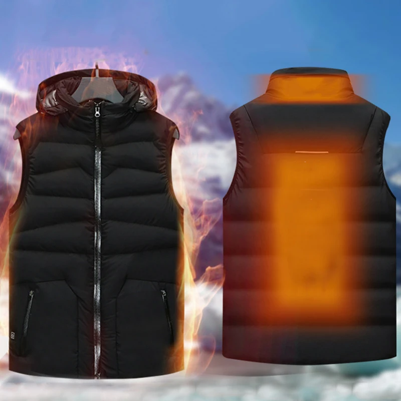  M-8XL USB invierno inteligente calentador chaleco con capucha chaqueta de calefacción transpirable 