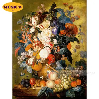 

SIOSIOW 5D Diamond Painting Full Round Flowers Cross Stitch Rhinestones Diamond Embroidery Wall Pictures For Living Room Flower