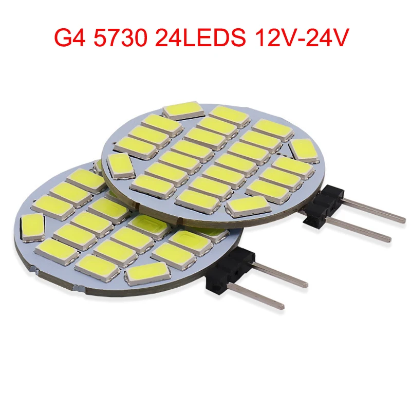 

10pcs G4 LED Bulb 12V to 24V Mini Car Spotlight 5730 24 leds 3w Corn Light Chandelier Crystal Cabinet Light Replace 30w Halogen