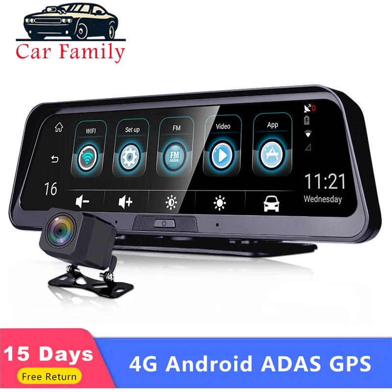 Зеркало-видеорегистратор 10 дюймов 4G ADAS Android GPS Wi-Fi | Автомобили и мотоциклы