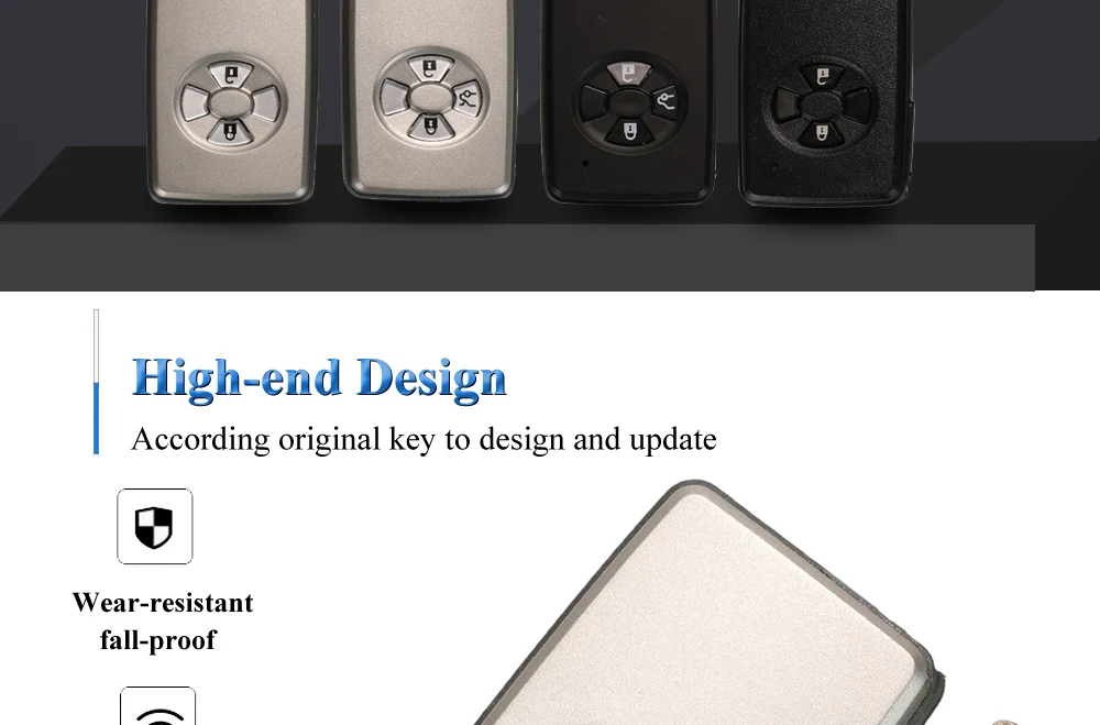 Keyforkess per Toyota Avalon Camry Highlander Corona Corolla Smart Card Chiave Auto Chiave A Distanza di Shell Fob 2/3/4 Pulsanti Nero/Bianco Caso -