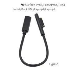 Fonte de alimentação para microsoft surface pro, fonte de alimentação tipo-c usb para carregamento de microsoft superfície pro 3 4 5 6 go pd 15v 3a cabo adaptador pvc dc para tablet, cabo do carregador rápido
