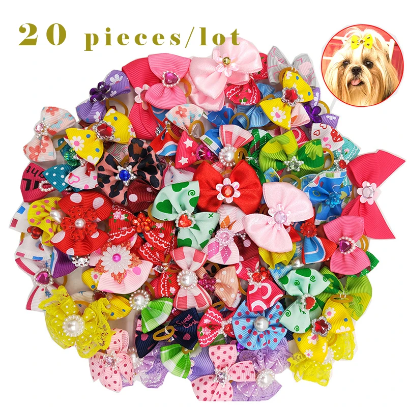 20 pieces/lot Cute Pet Dog Bows Ball Hair Accessories Grooming Puppy Hair Accessories With