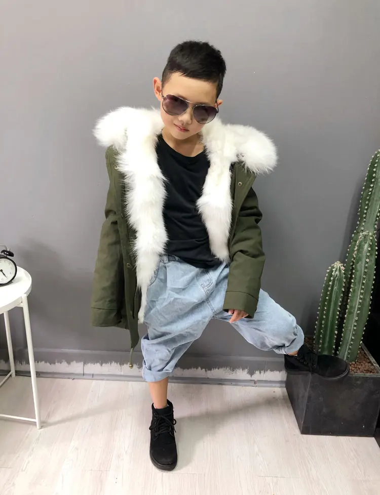 kids parkas natural fox fur child coats for winter (27)